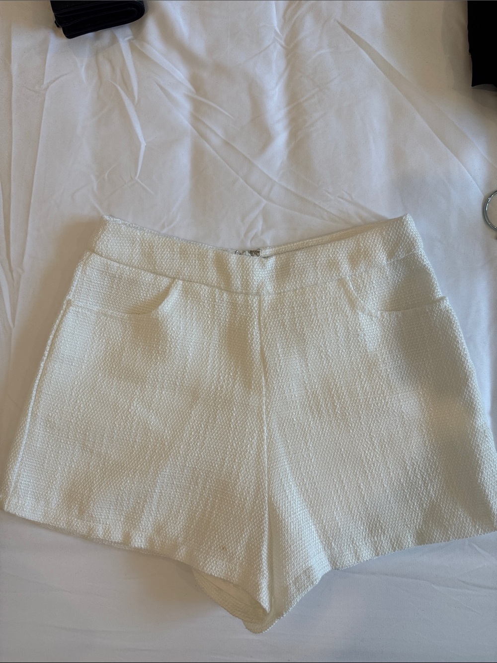 Lulu's Ivory Textured High-Waist Shorts